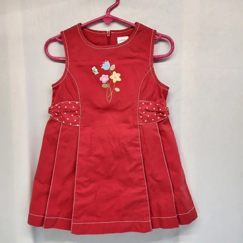 Gymboree Red Flower Embroidered Sleeveless Dress Size 18-24 mos NWT